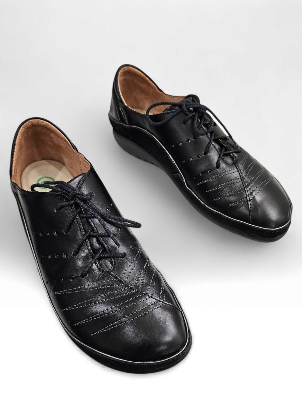 NAOT Women Kumara Black Leather Oxford Lace Up Comfort Shoes 39/8
